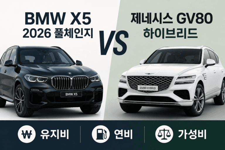 BMW X5 2026 풀체인지 vs 제네시스 GV80 하이브리드 | 신형 유지비·연비·가성비 대결