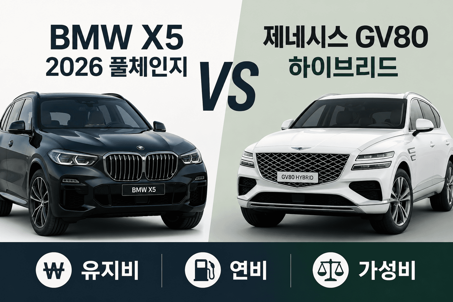 BMW X5 2026 풀체인지 vs 제네시스 GV80 하이브리드 | 신형 유지비·연비·가성비 대결