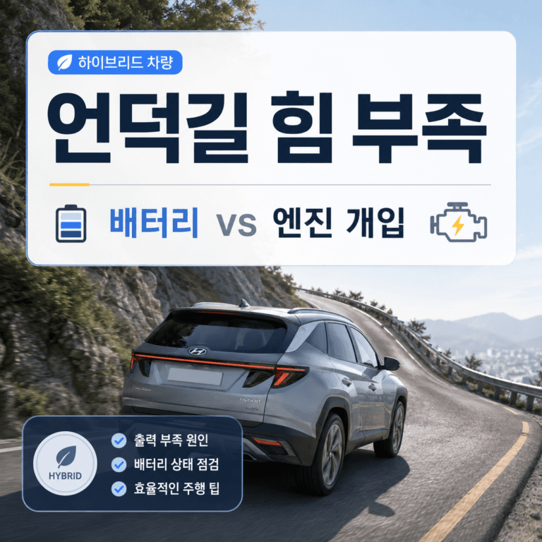 하이브리드 언덕길 힘이 없을 때, 배터리와 엔진 개입 구분 기준