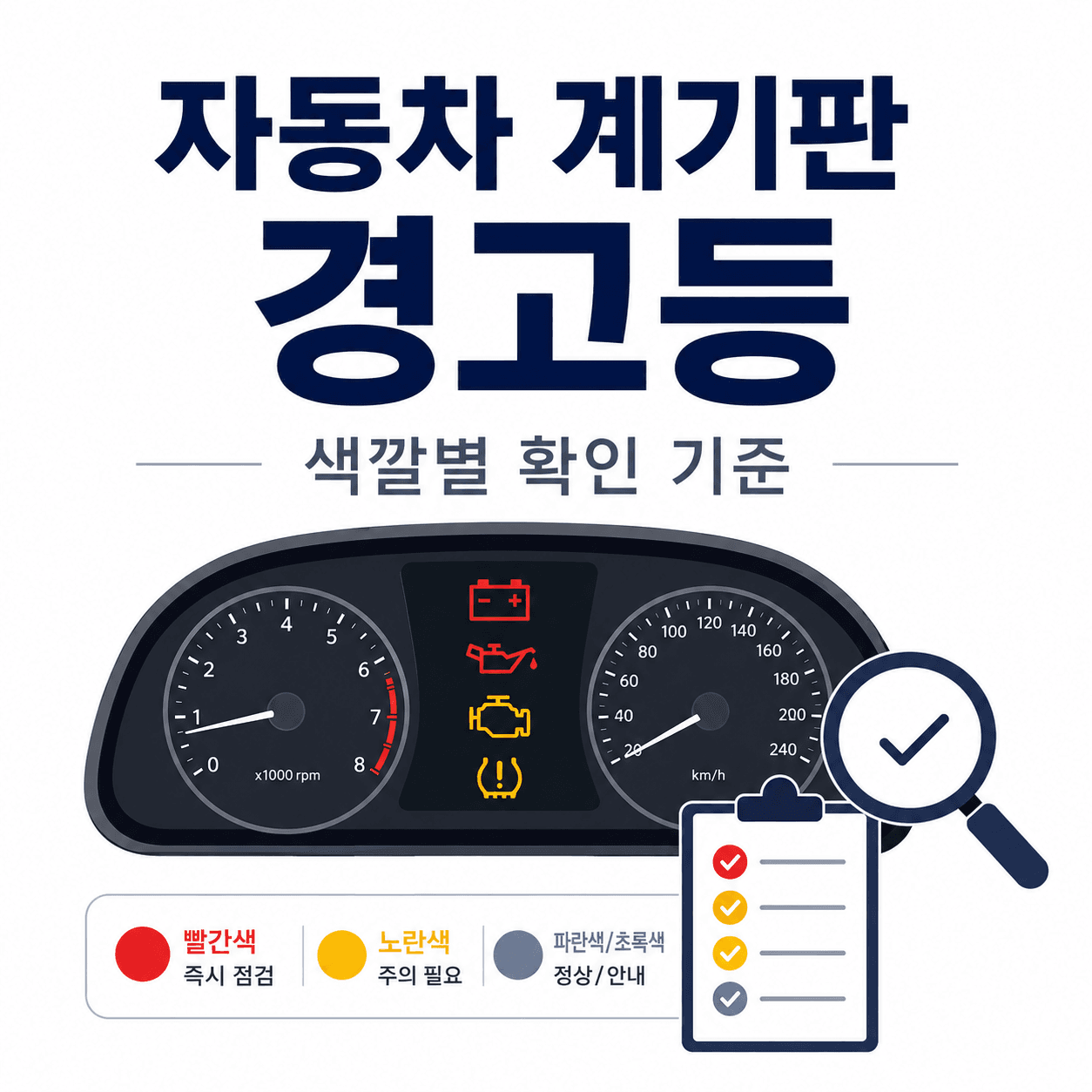 자동차 계기판 경고등 종류, 색깔별로 먼저 봐야 할 기준